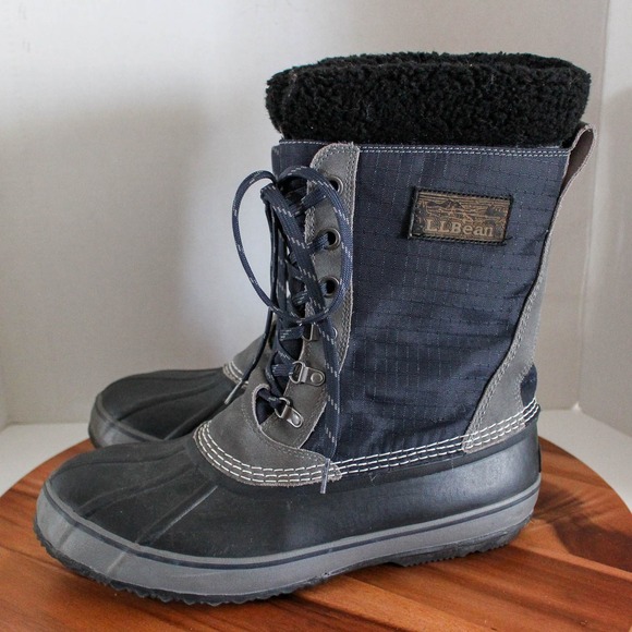 LL Bean Boots Mens 12 Gray Lace Up Duck Waterproof Insulated Snow Winter 507841 - Picture 1 of 11